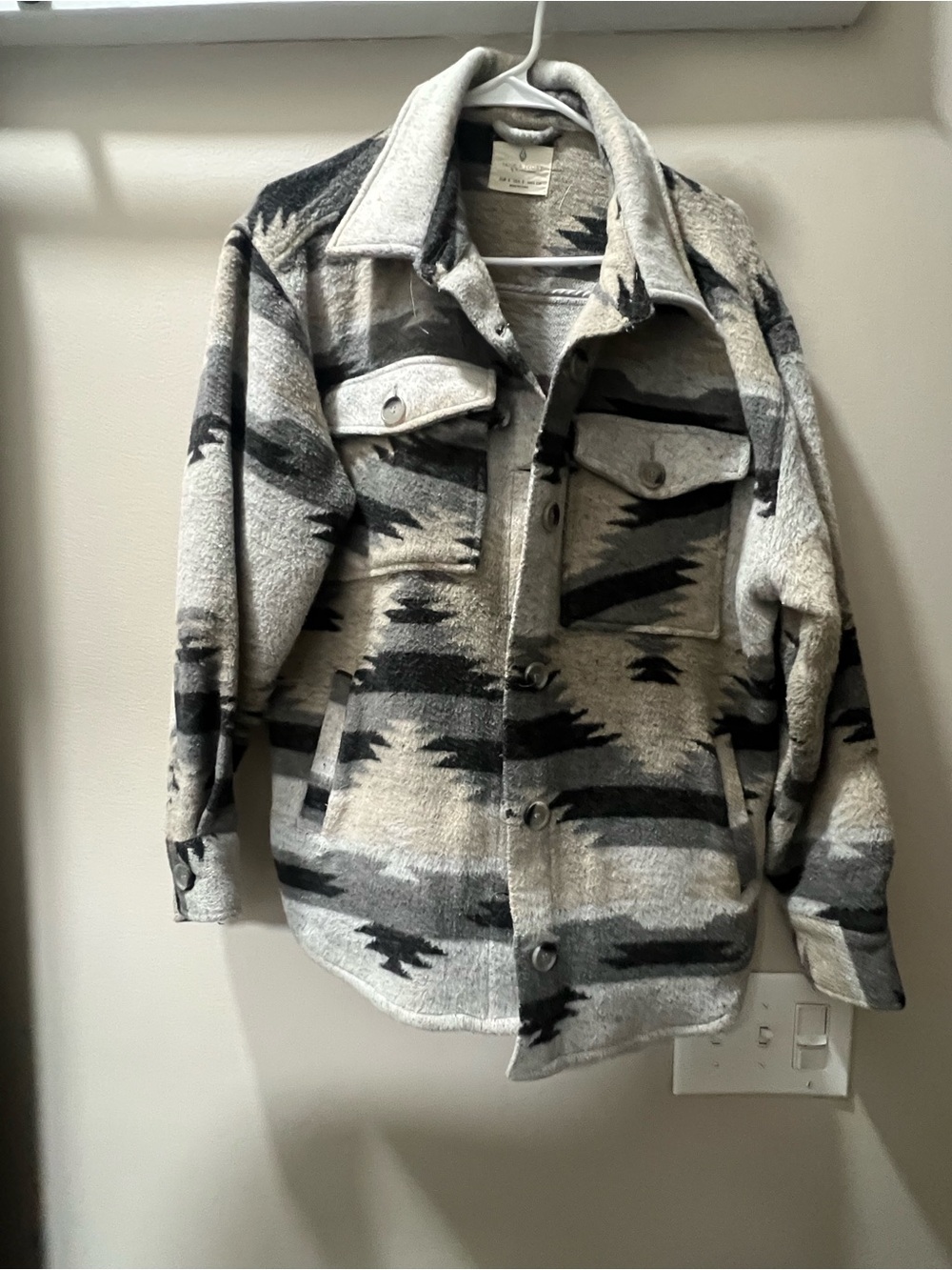 Women’s Neutral Aztec Wool-Blend Jacket - Gray